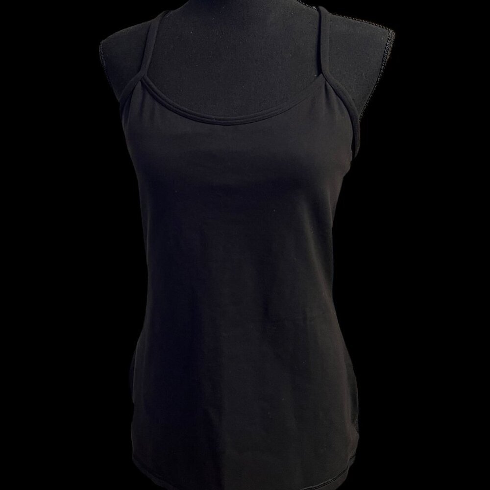 Lululemon Racerback Tank Top Women 10 black build in sportbra pilates yoga